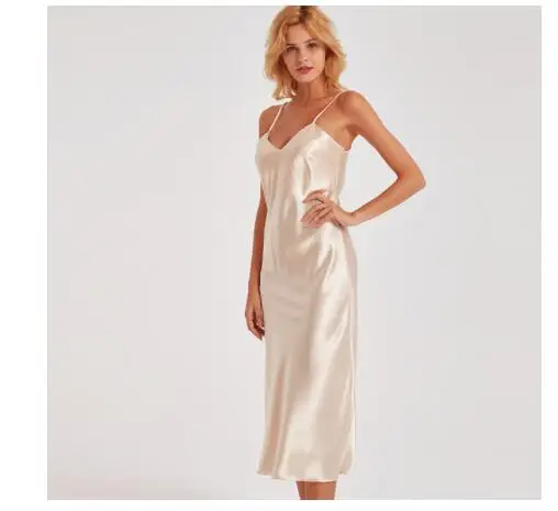 Пикантная женская ночная рубашка длинное ночное платье из искусственного шелка