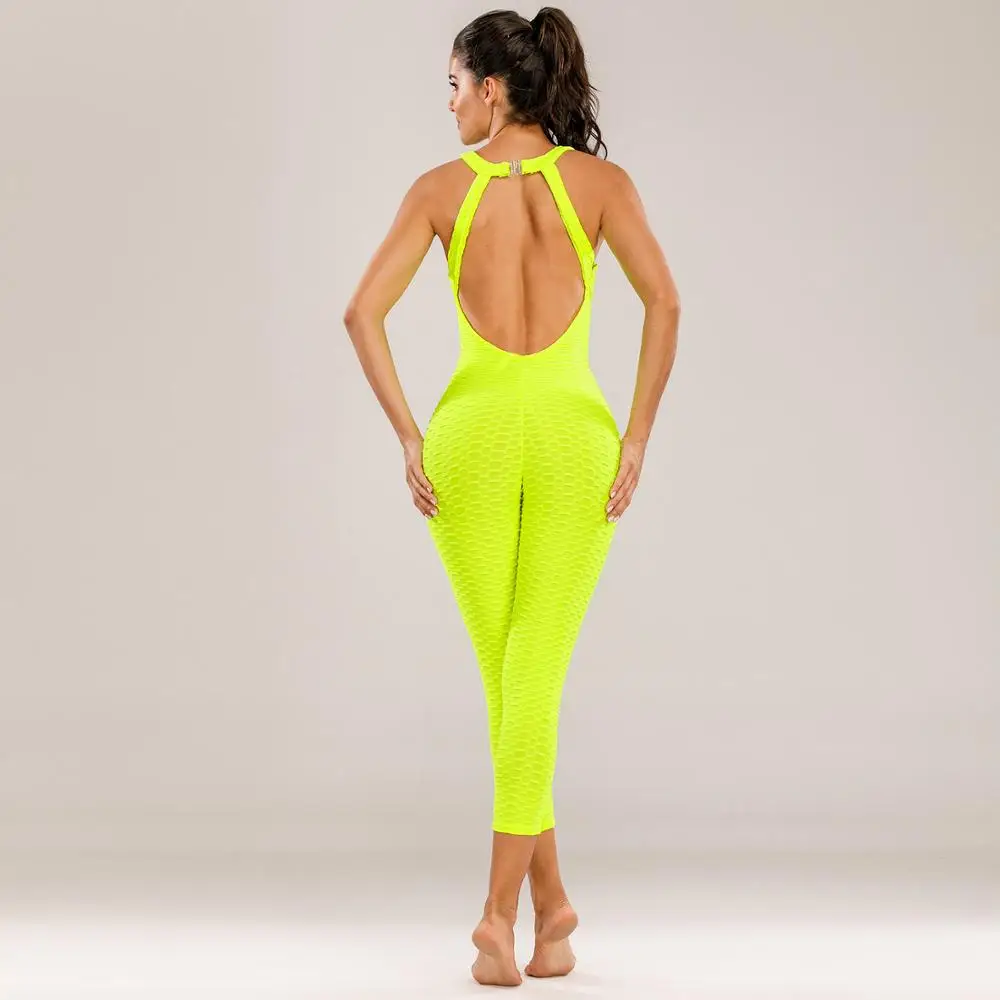 Женский комплект для йоги спортивный фитнеса комбинезон с высокой талией