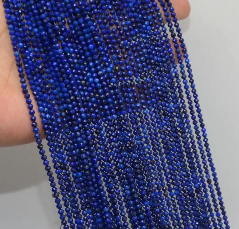 Lapis Lazuli Натуральный Полудрагоценный круглый ограненный камень Бусины 3 мм-тансанит/Лапис/Малахит/хризопраз/диопсид/Аквамарин - Цвет: Lapis Lazuli