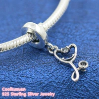 100 925 sterling silver stethoscope heart dangle charm beads fits original pandora bracelets jewelry making