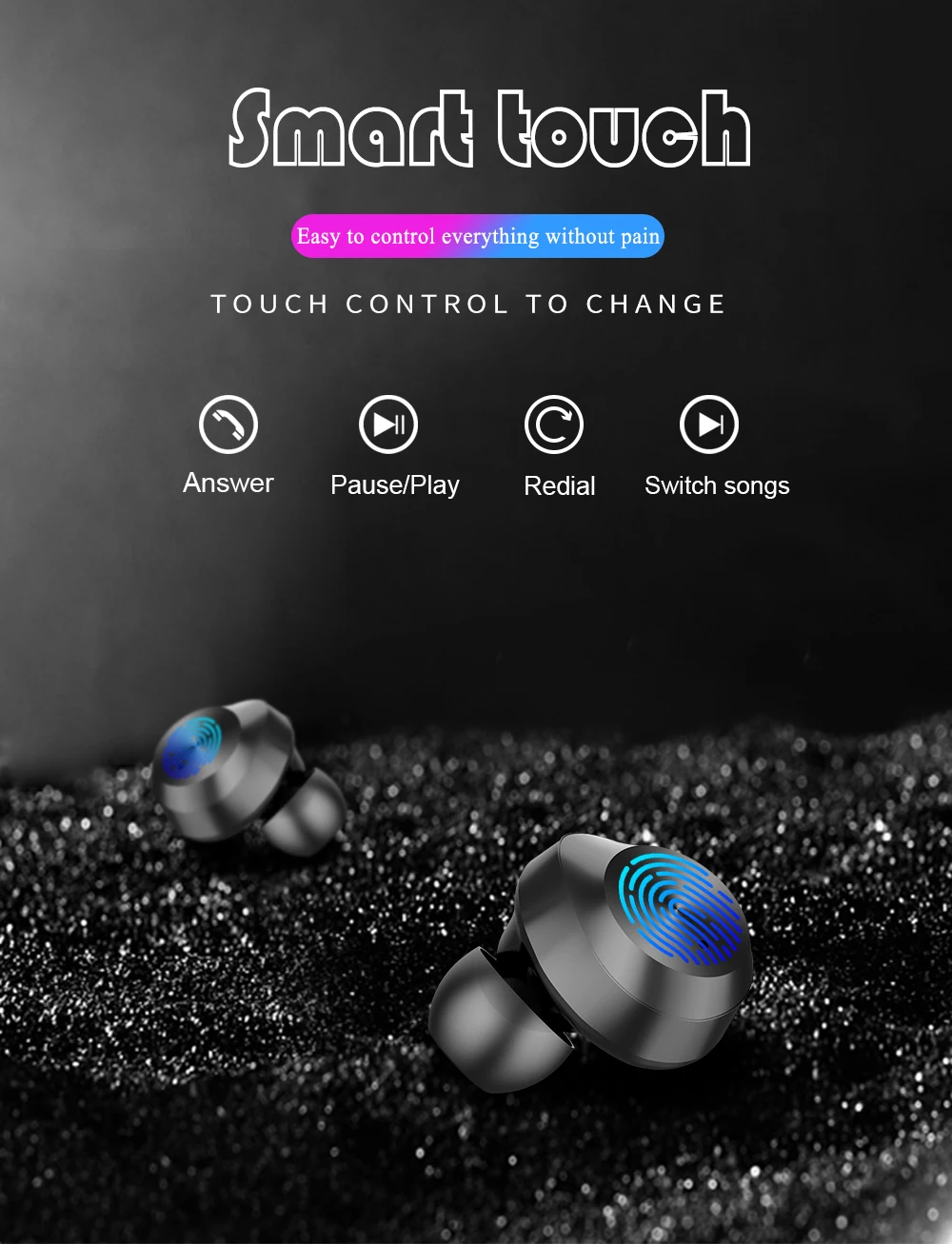 HIFI Bluetooth наушники мини беспроводные сенсорная гарнитура с зарядным устройством