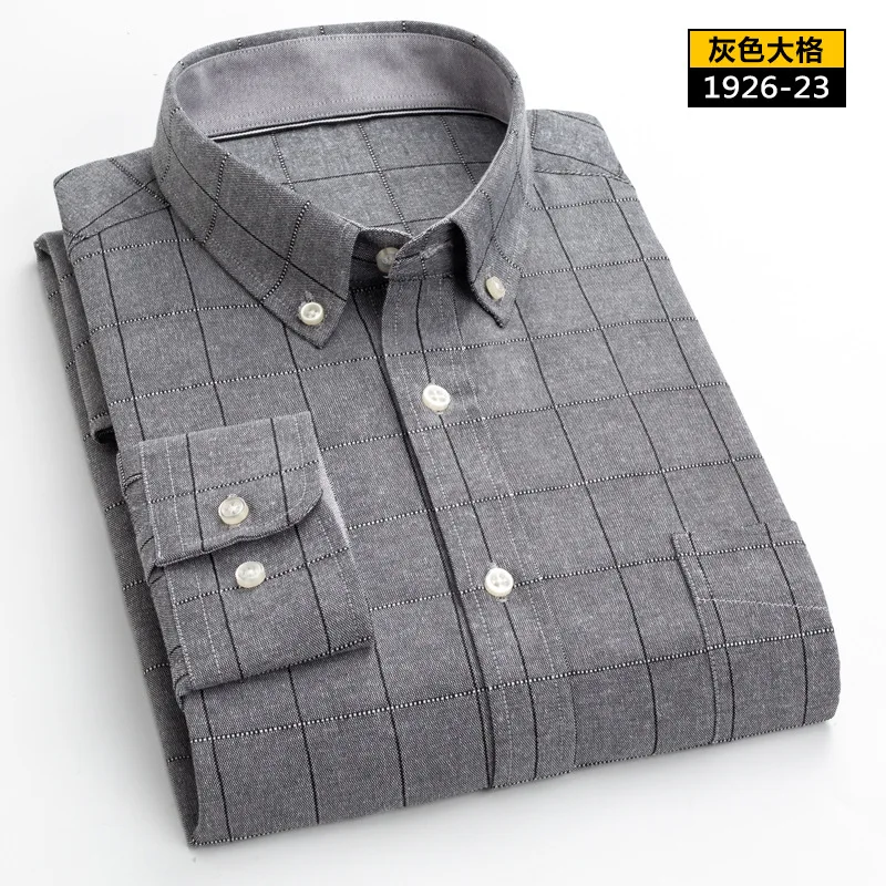 Мужская Однотонная рубашка из ткани Оксфорд повседневная классическая с левым