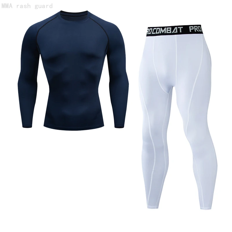 New Winter Warm Tracksuit Men Jogging base layer  Tight long sleeve Top Fitness leggings Men Solid color Thermal underwear set