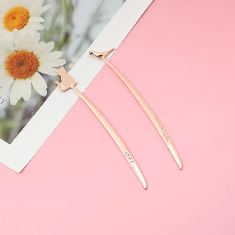 Закладка из сплава с изображением кота птицы ланцета 1 шт. | Канцтовары для офиса и