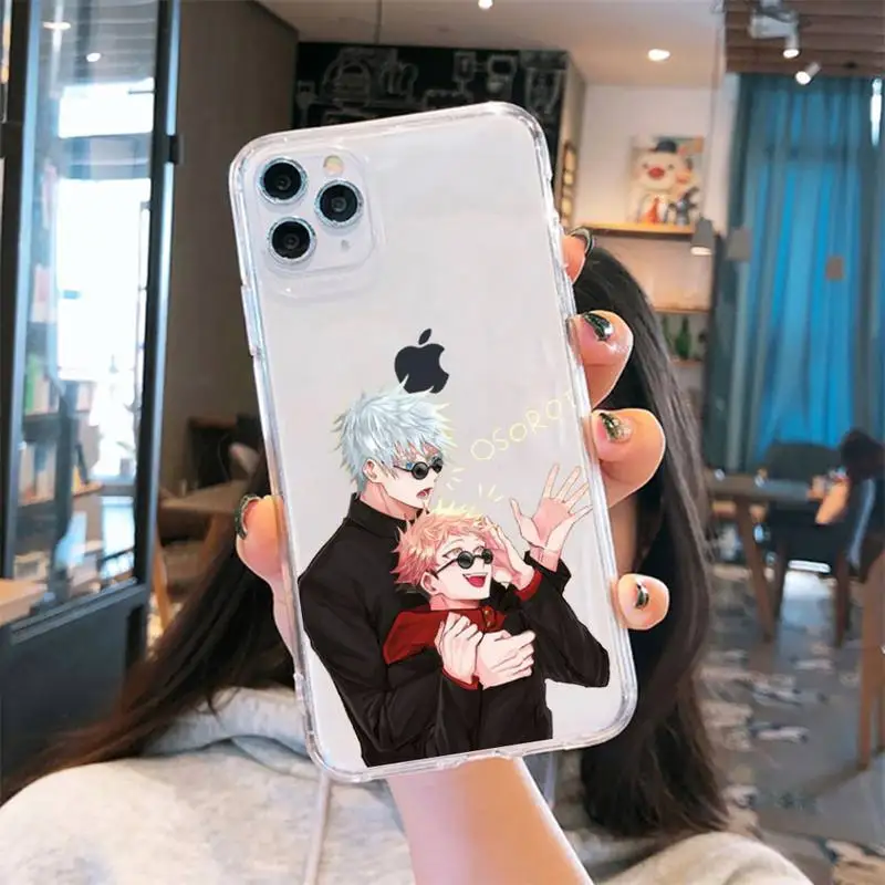 

Jujutsu Kaisen Satoru Gojo anime Phone Cases Transparent for iPhone 6 7 8 11 12 s mini pro X XS XR MAX Plus cover funda shell