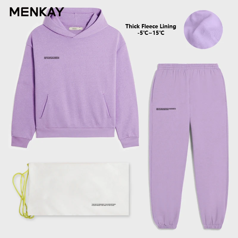

MENKAY Heavyweight Hooded Sweatshirts Hoodies Track Pants Joggers Women Tracksuits Two Piece Sets Sweatpants Sweatsuits Winter
