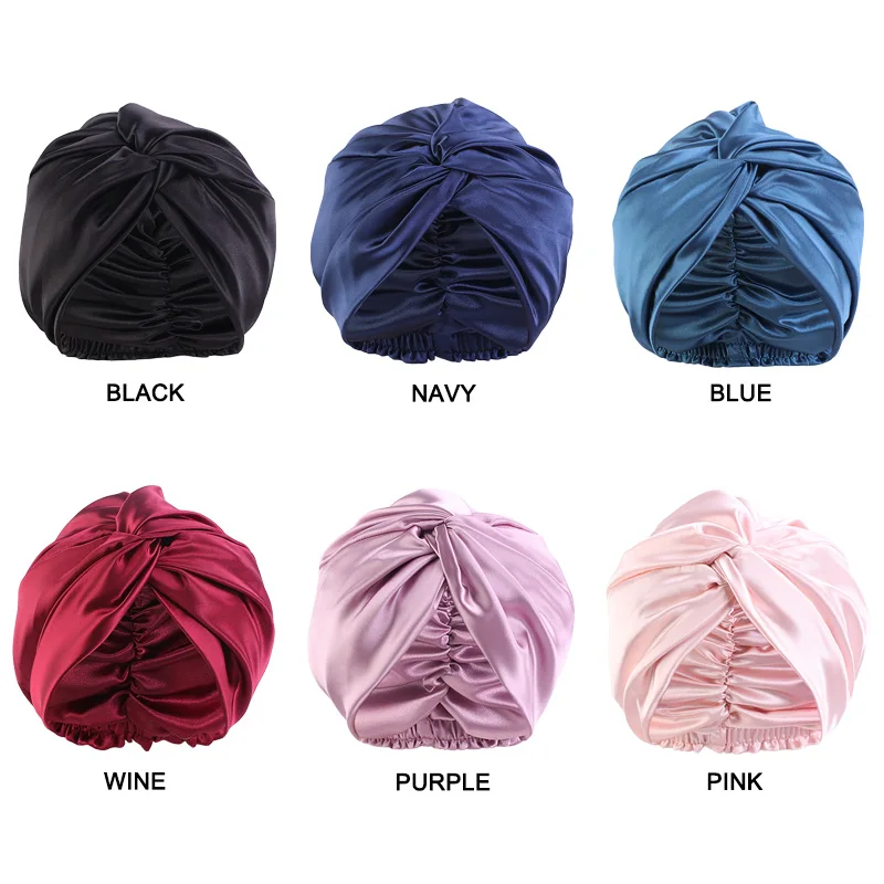 Ing Hair Cap For Sleeping Double-layer Imitation Silk Night Hat Knotted Bonnet Haircaring Chemotherapy Turban Women