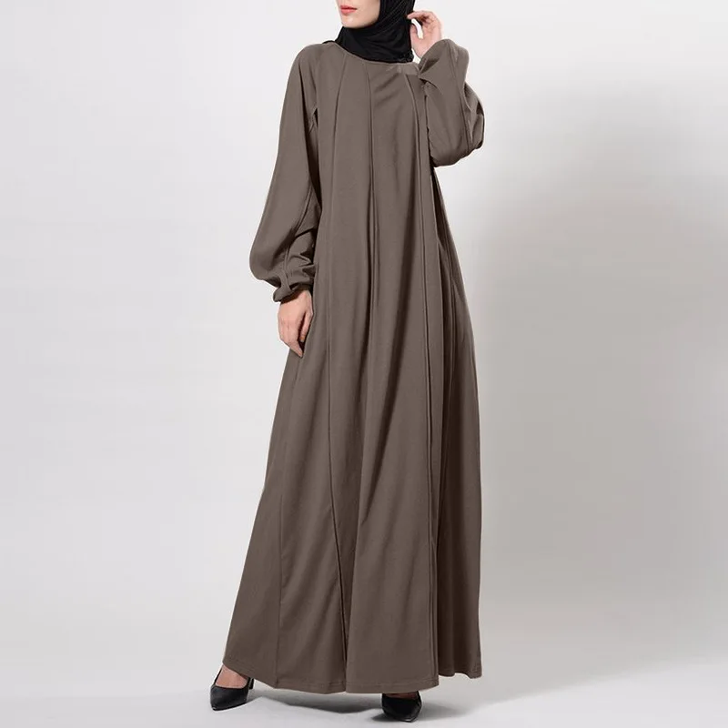 Женское однотонное Макси-платье батальных размеров, мусульманское марокканское восточное платье, повседневный длинный кафтан, женская мод...