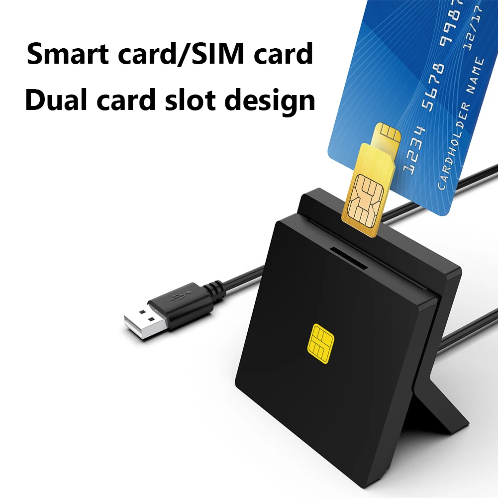 Портативный CR319 USB 2 0 SIM считыватель смарт карт для банковских CAC ID карты Windows 7 8 10 MAC