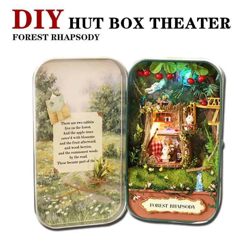 

2020 New DIY 3D Mini Tin Box Dolls House Handicraft Dollhouse Miniature Kits Home Decor Wooden Assembled Villa Toy Kids Gift