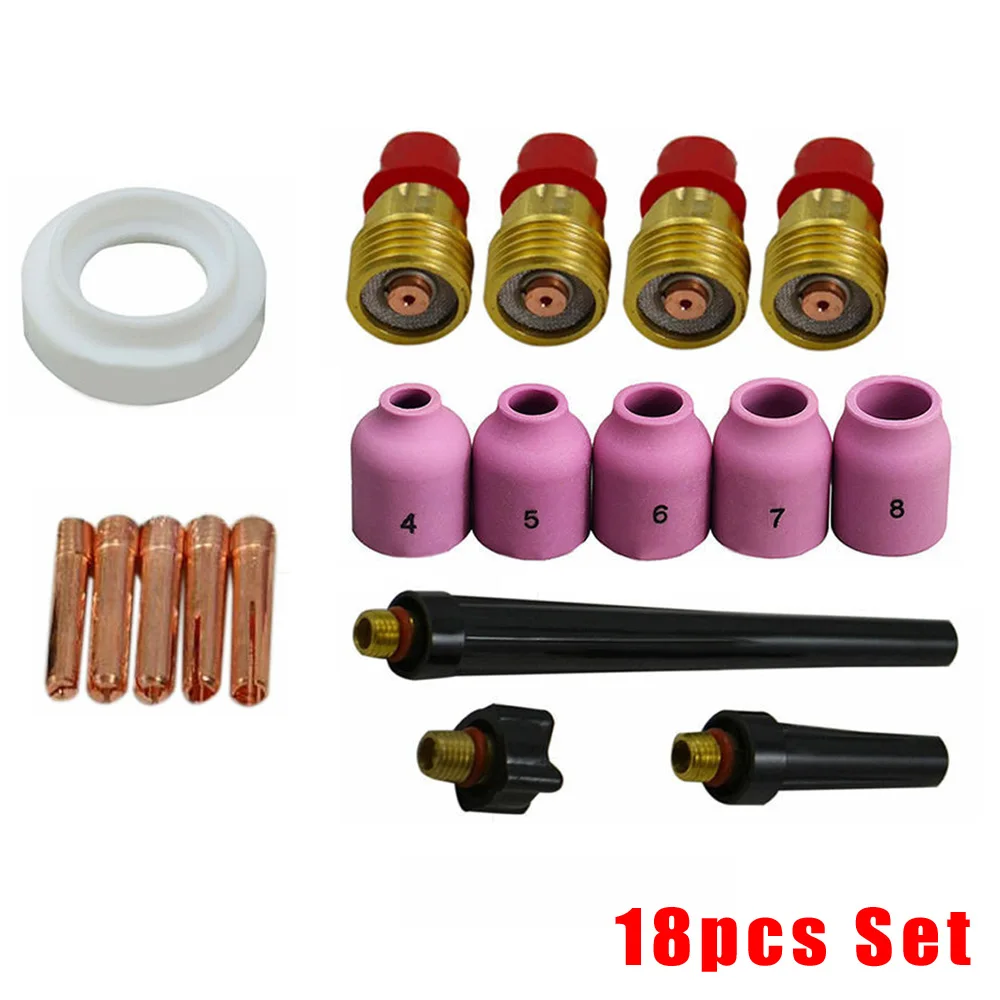 Принадлежности для сварки 18 шт./компл. комплект корпуса газовых линз TIG задняя