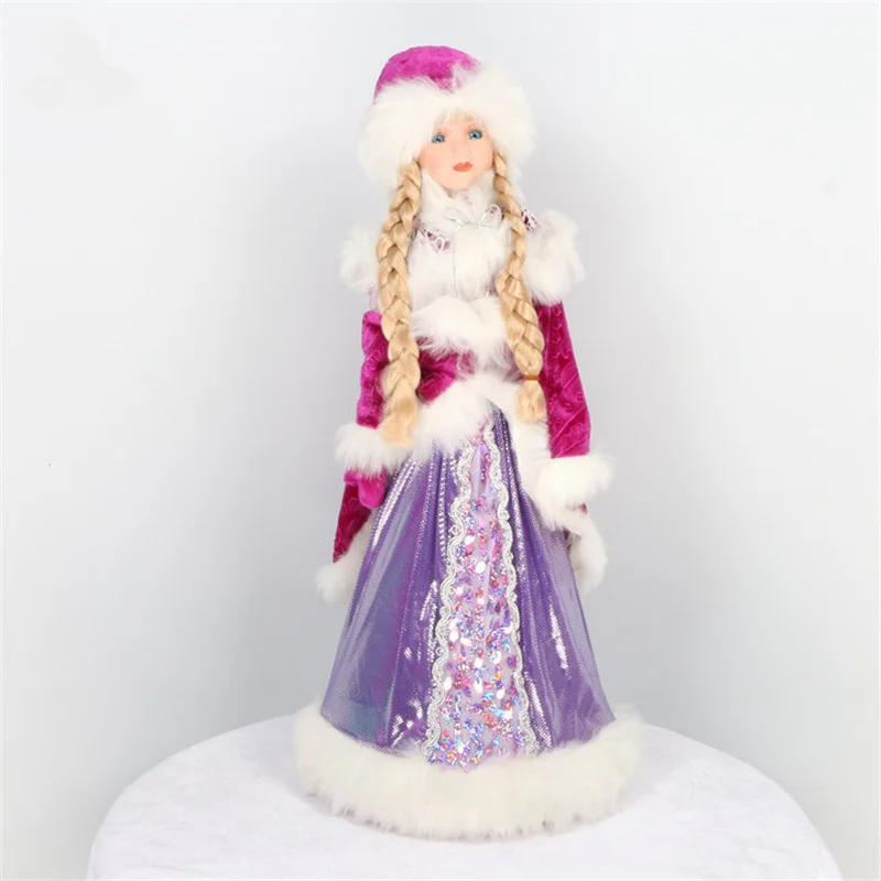 55cm purple Коробка для конфет, Кукла Снегурочка, рождественские игрушки, Детский Костюм Снегурочки для детей, рождественские украшения для дома, новогодние украшения - Цвет: 55cm purple