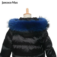 jancoco max lining 65cm real raccoon fur trimming collar for kids adult coat hooded fashion s1690