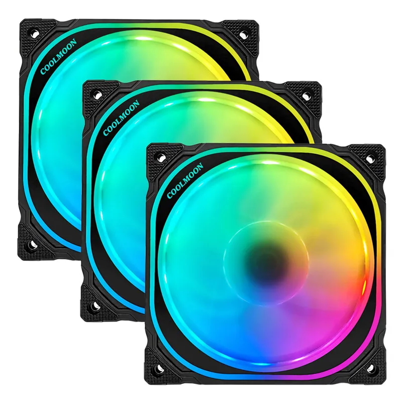 Coolmoon Вентилятор охлаждения 12 см RGB чехол для компьютера охлаждающий вентилятор