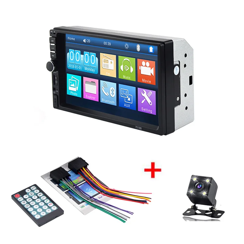 Autoradio 2Din Car radio Coche Recorder 7 inch Touch Screen Car Audio Bluetooth Rear View Camera 7018B MP5 Multimidio Player - Цвет: with camera