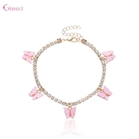 fashion butterfly anklets for women rhinestone foot pendant chain cubic zirconia ankle bracelet summer beach jewelry gift
