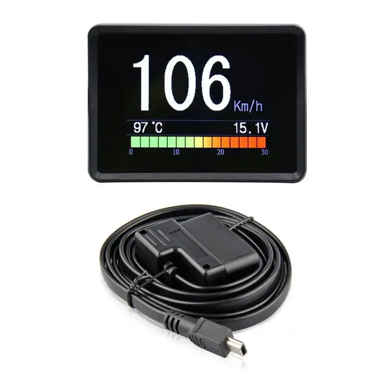 Универсальный автомобильный Умный Цифровой измеритель, дисплей, система OBD II, датчик температуры топлива, DC 9-18 в для предупреждения о превышении скорости, температура воды