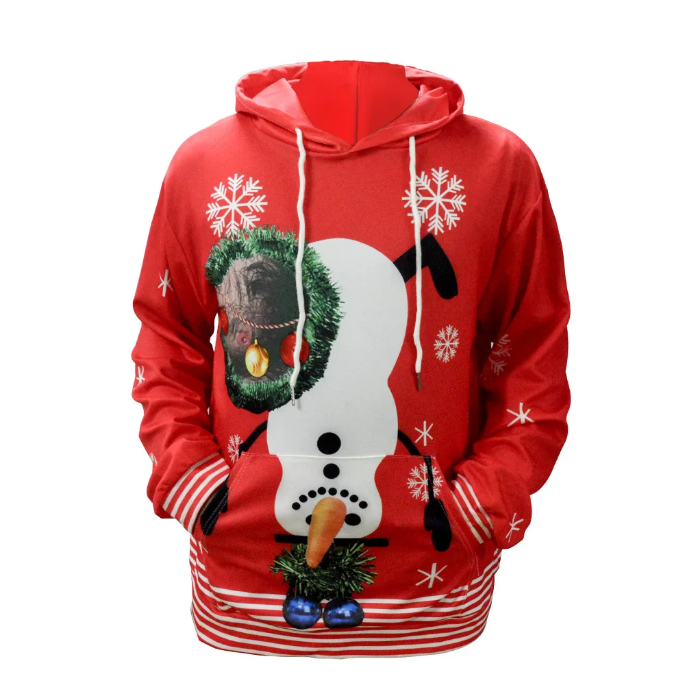 

Christmas Snowman 3D Digital Print Men Women Unisex Hoodies Fashion Long Sleeves Hooded Cap Pullover Sweatshirts Tops Streetwear