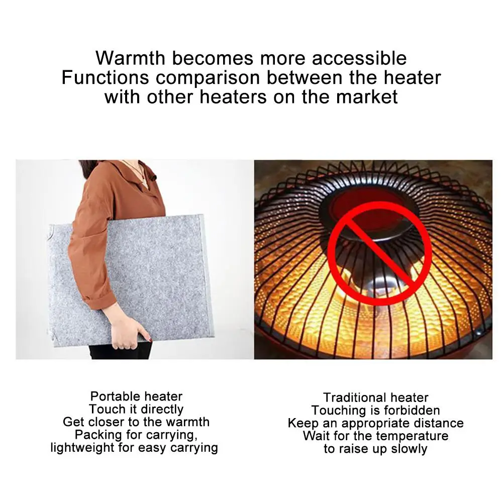

110V/220V Electric Foot Warmer Adjustable Thermostat Folding Flat Space Heater Office Under Desk Foot Warmer With Silence Operat
