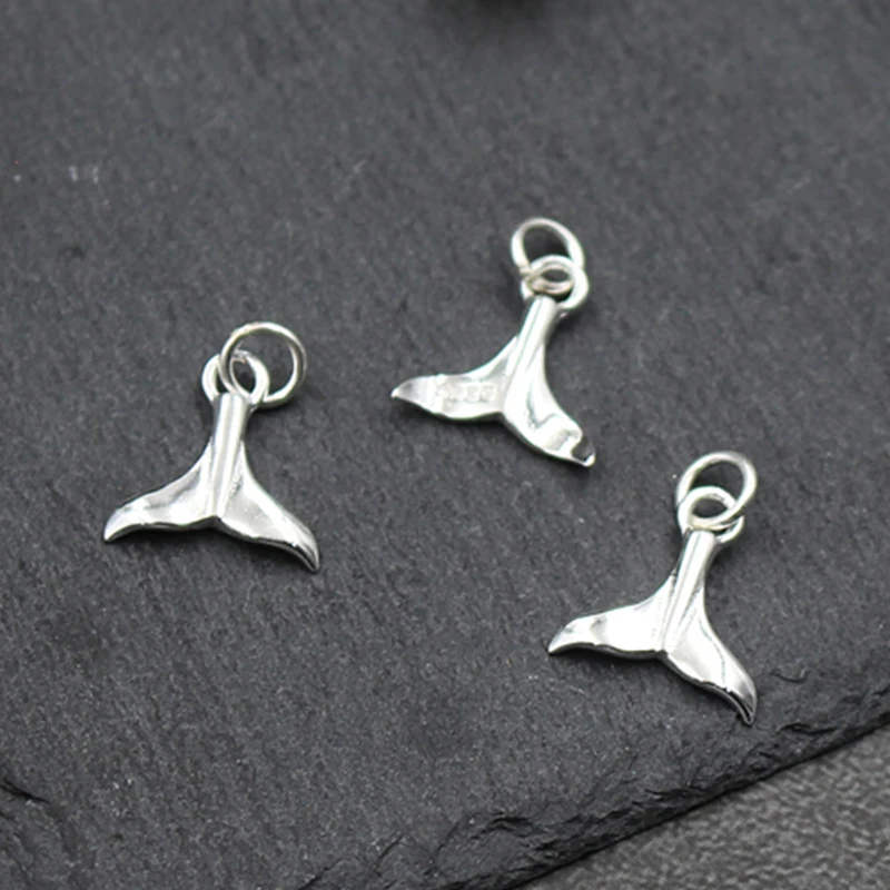 Real 925 Sterling Silver Small Pendant Charms Animal Whale Fish Tail Charm Mermaid Tails Bead Pendant For DIY Bracelet Necklace