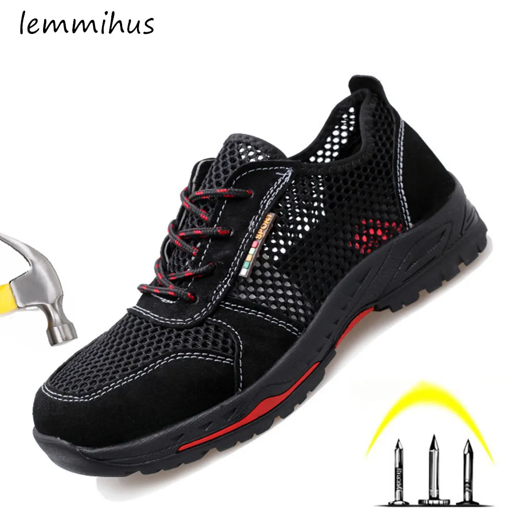 Модные легкие дышащие мужские защитные ботинки со стальным носком рабочие для