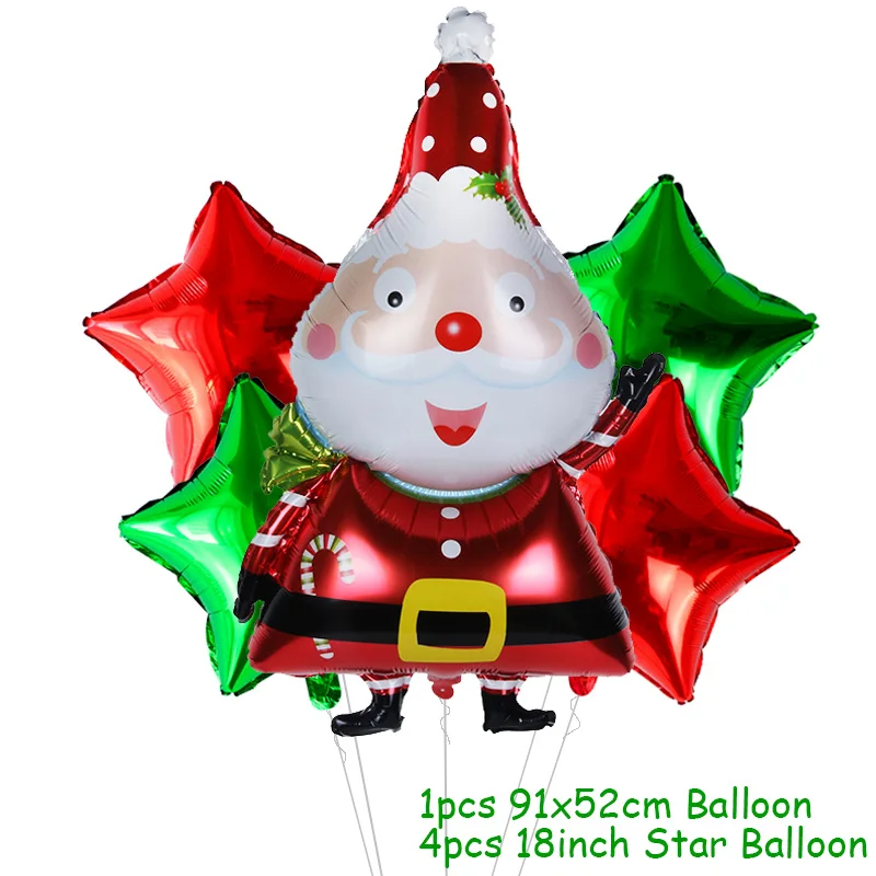 5pcs Balloon Set Рождественские украшения, воздушные шары, Набор Санта Клауса, снеговика, рождественские воздушные шары из фольги Globos, рождественские украшения для вечеринки, рождественские украшения - Цвет: 5pcs Balloon Set