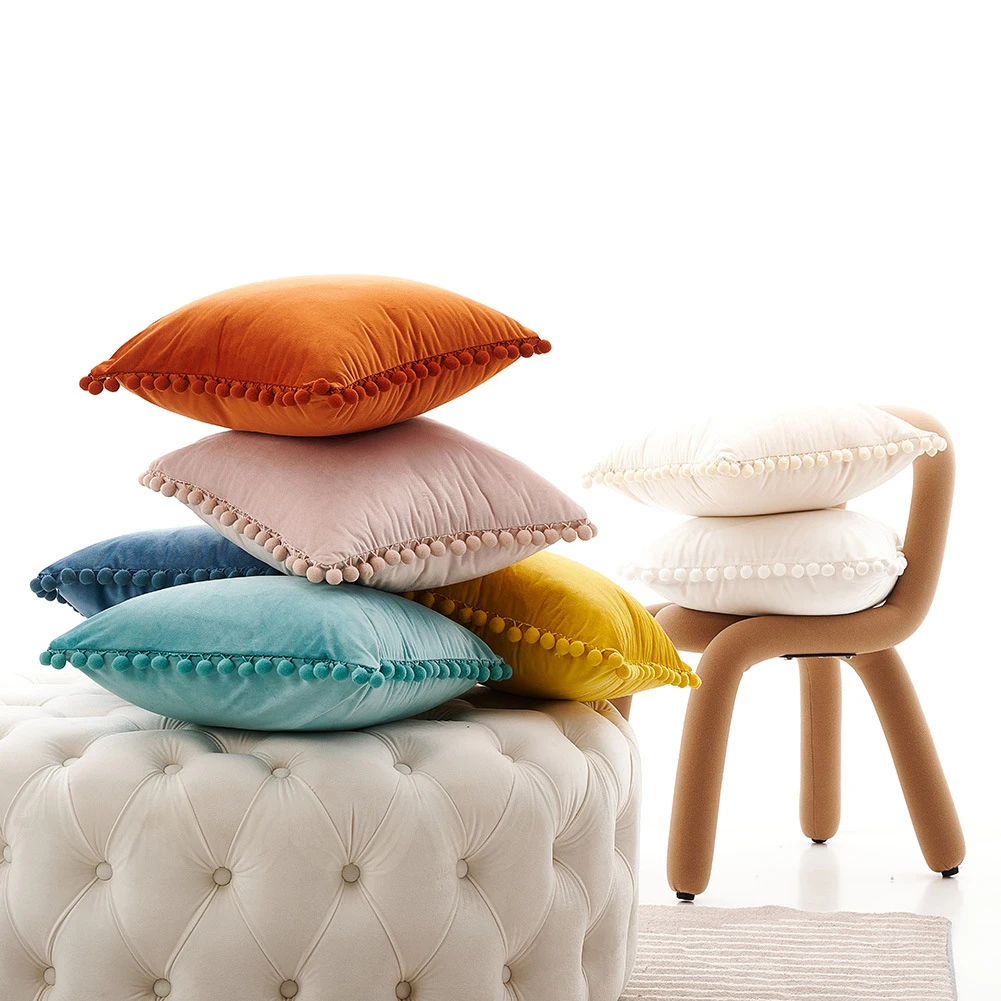 Декоративные диванные Наволочки однотонные Цвет диван Cushin крышка с пушистыми