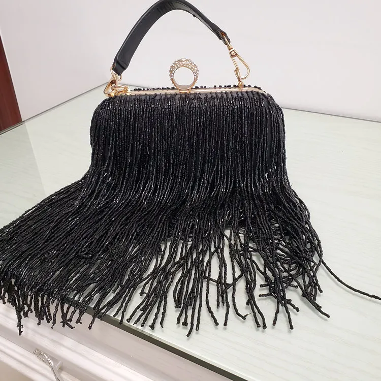Women Tassel Fashion Ladies Clutch Bag Shoulder Handbags Female Party Wedding Evening Bag For Phone Purse