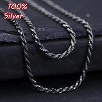 genuine 925 sterling silver retro twist chain for men and woman 45505560657075mm long chain necklace vintage accessories