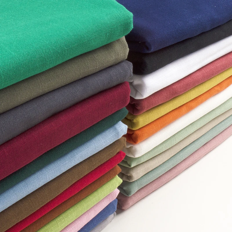 

24 Solid Colors Soft Linen Slub Cotton Elastic Fabric DIY Sewing Clothes Dress Home Decor Stretch Patchwork Fabrics 100x155cm