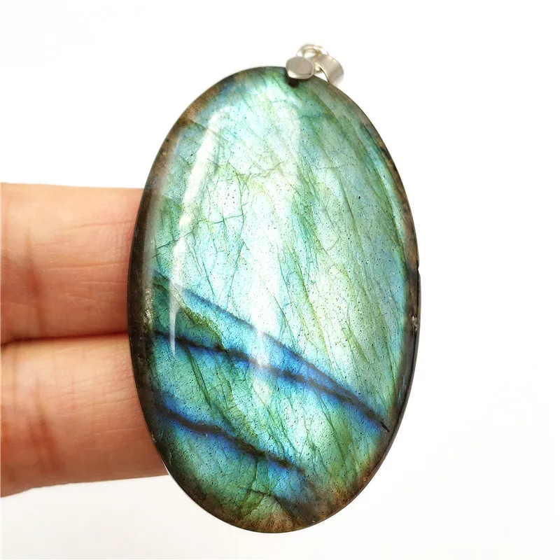 Натуральный зеленый свет лабрадорит лунный камень кулон 51x32x9 мм для женщин и