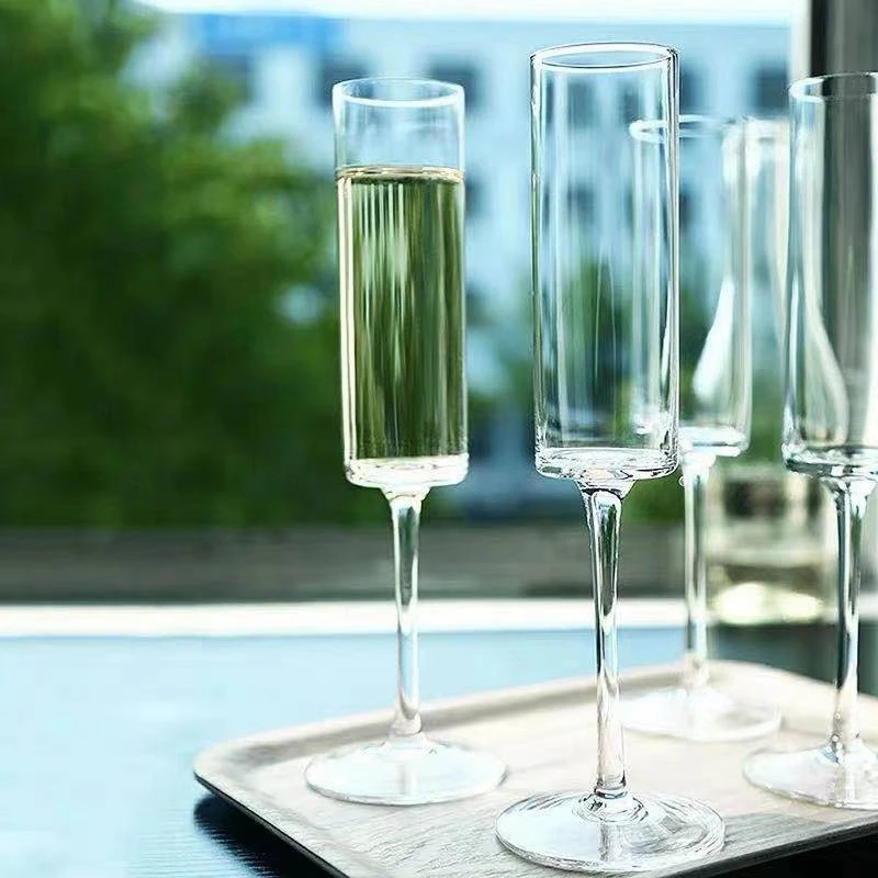 

2PCS/LOT Personalized Straight Glass Collection Pure Handmade Lead-free Crystal Goblet Champagne Glass Wine Glass Glase Wine