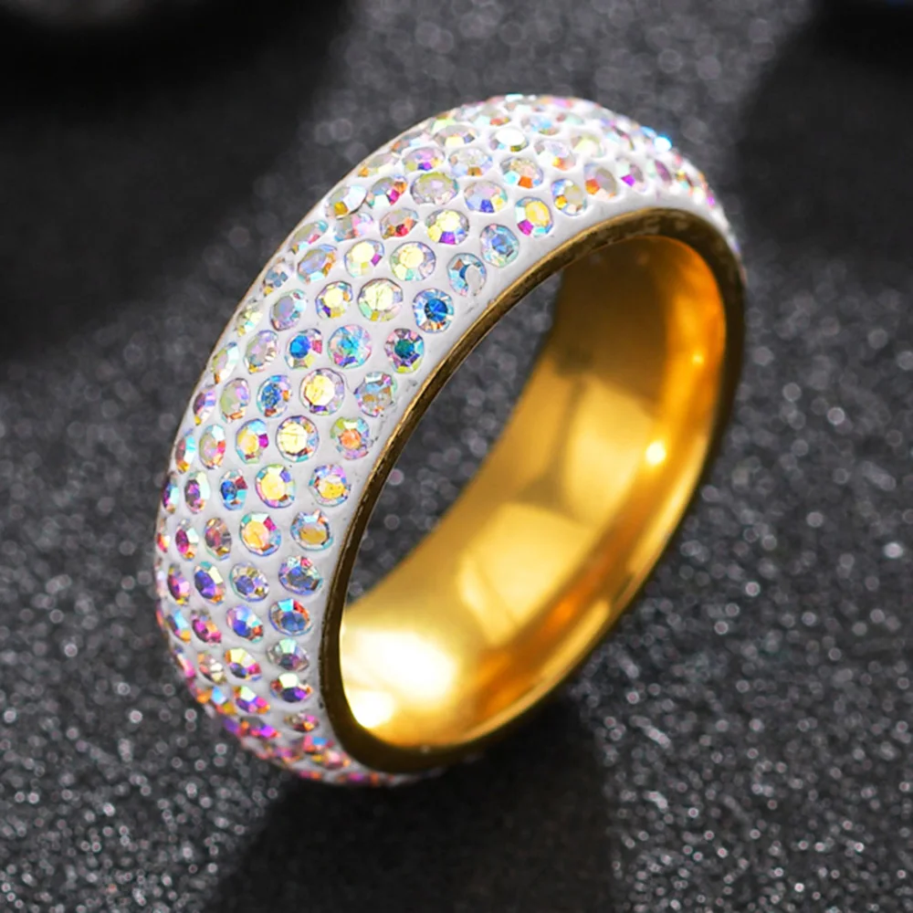 

3 Colors Luxury Romantic Crystal Gold Silvery Ring for Women Engagement Wedding Anniversary Jewelry Gift High Quality Wholesale