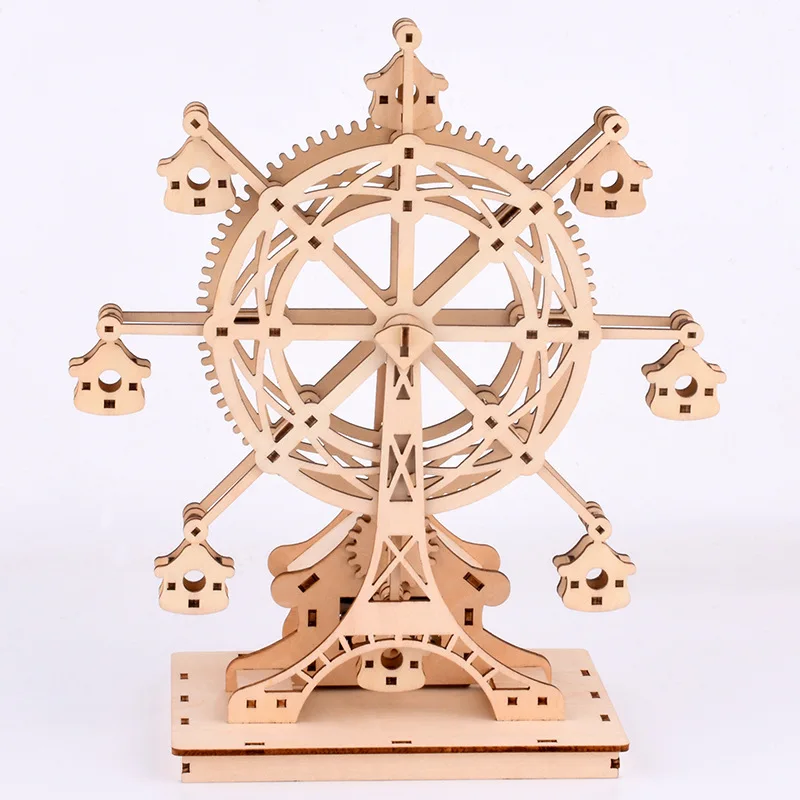 Student Wooden Production Jigsaw Puzzle Toys DIY Clockwork Music Happy Ferris Wheel | Дом и сад