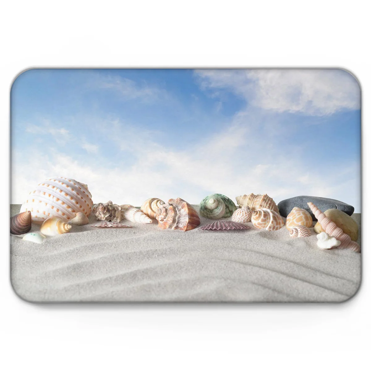 Ракушка пляжное небо белые облака форма красивый морской узор коврик аксессуары
