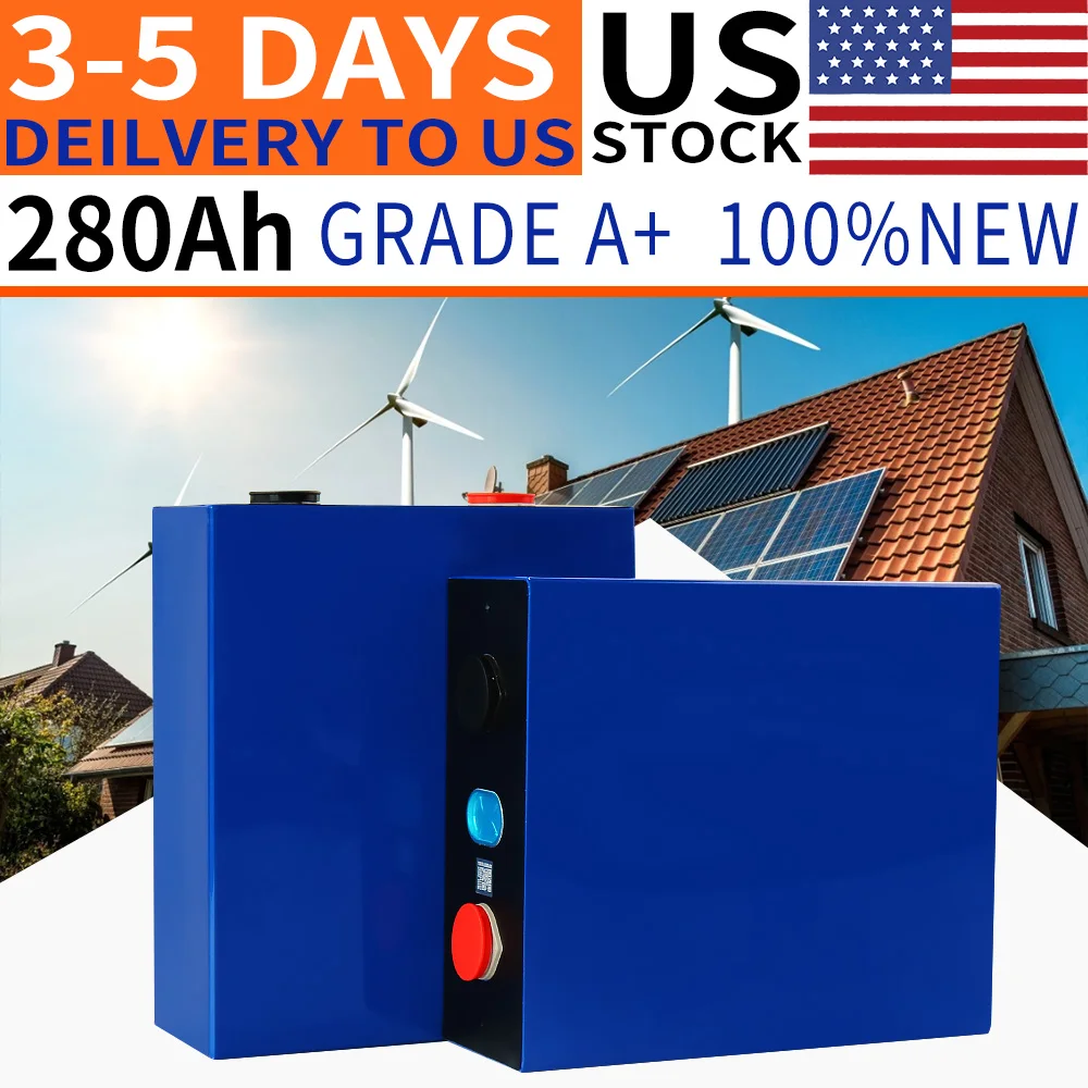 

4pcs 3.2V 280AH Lithium Iron Phosphate NEW Cells High Capacity Deep Cycle 4000 Times For Boat RV With BUSBARS
