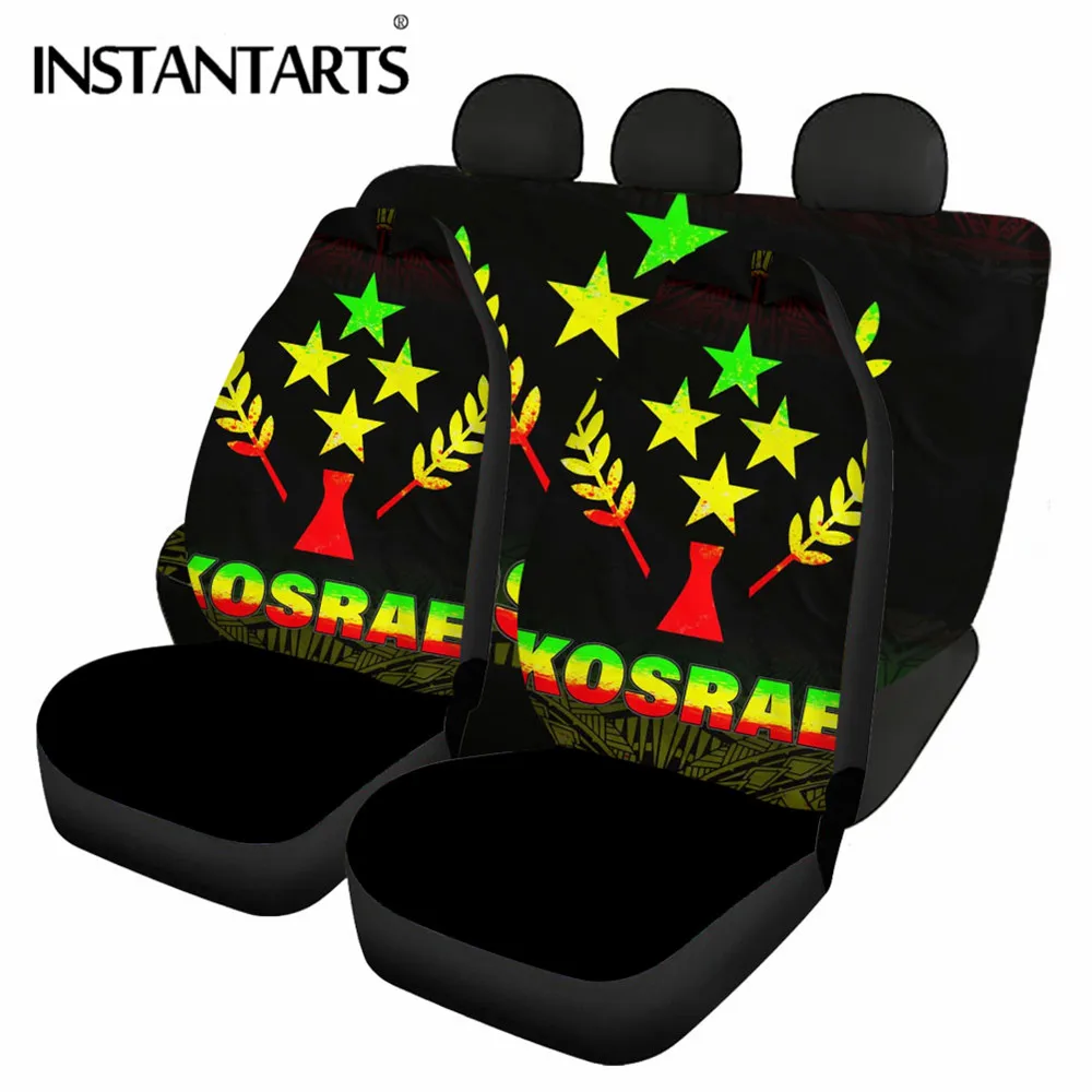 

INSTANTARTS Kosrae Polynesian Tribal Wave Full Set Car Seat Covers Universal Fit Most Car Detail Styling Car Seat Protector New