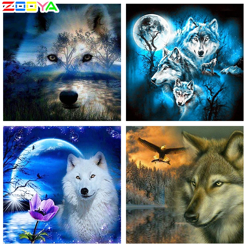 Алмазная живопись сделай сам с головой леса волка мозаика наборы для вышивки