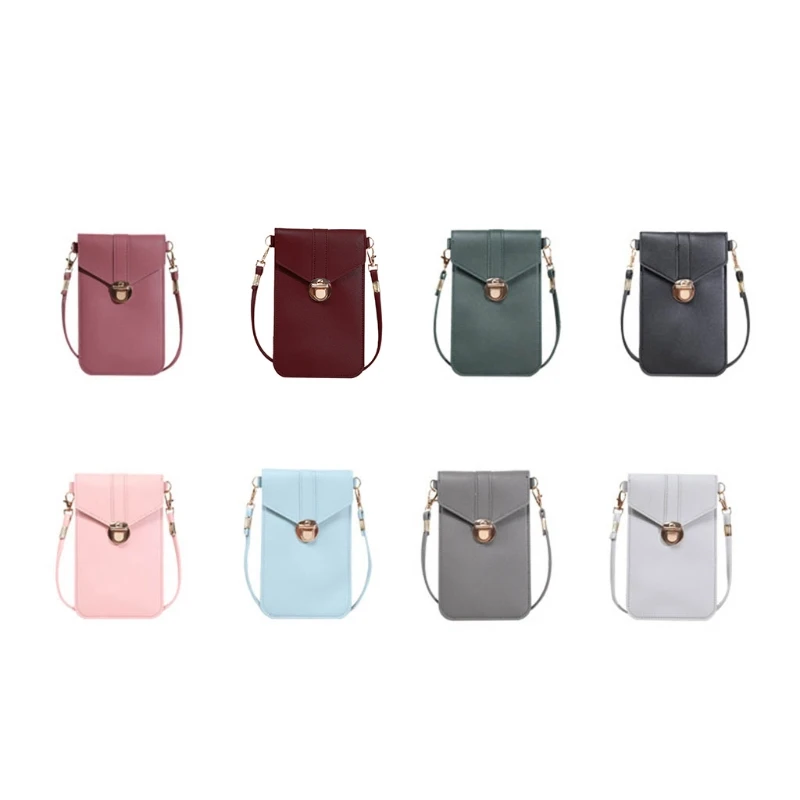 

N7MF Mini Crossbody Cell Phone Pouch Purse PU Leather Shoulder Bag with Touch Screen Window