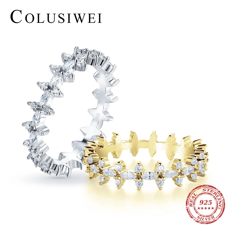 

Colusiwei 925 стерлингового серебра сверкающий чистый CZ цветок звезды стекируемые кольца для женщин Свадебные обручальные кольца ювелирные укра...