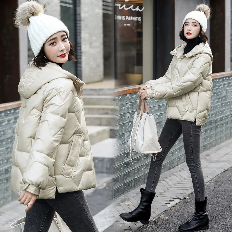 

Women Winter Jacket Female Fashion Slim Hooded Coats Casual Solid Colour Outwear 2020 New Ladies Short Jackets XA397F
