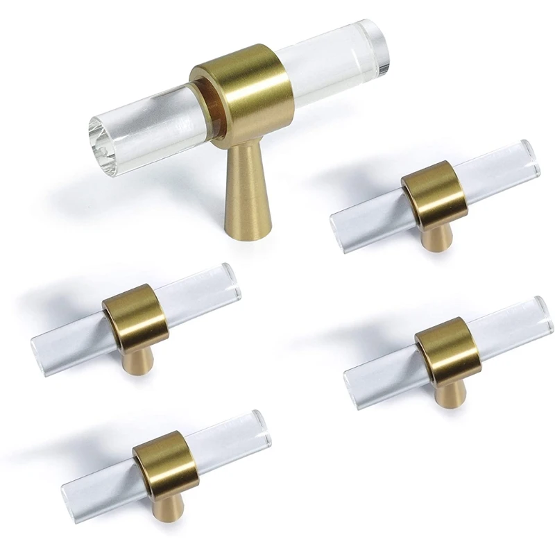 

5 Piece Modern T Bar Cabinet Door Knobs Cabinet Hardware for Dresser Creative Purple/Pink/Blue/Chocolate/Lucency