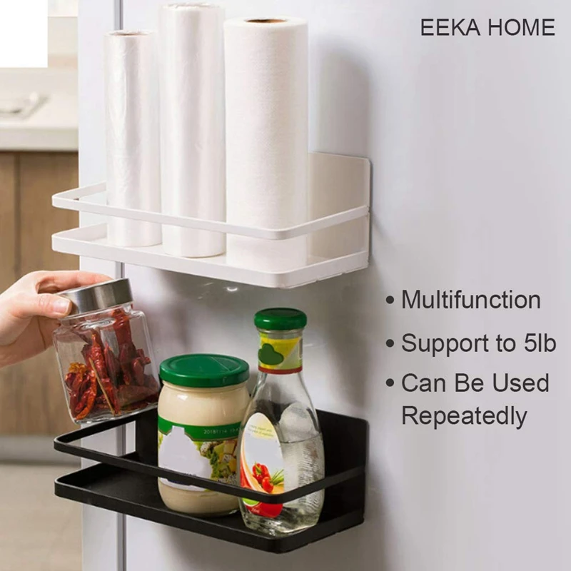 

netic Spice Rack for Refrigerator Spice Storage Fridge Shelf for Kitchen Organizer Easy to Use Kitchen Shelf White