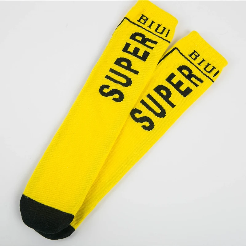 Мягкие хлопковые носки до колена для детей милые длинные с надписью SUPER и