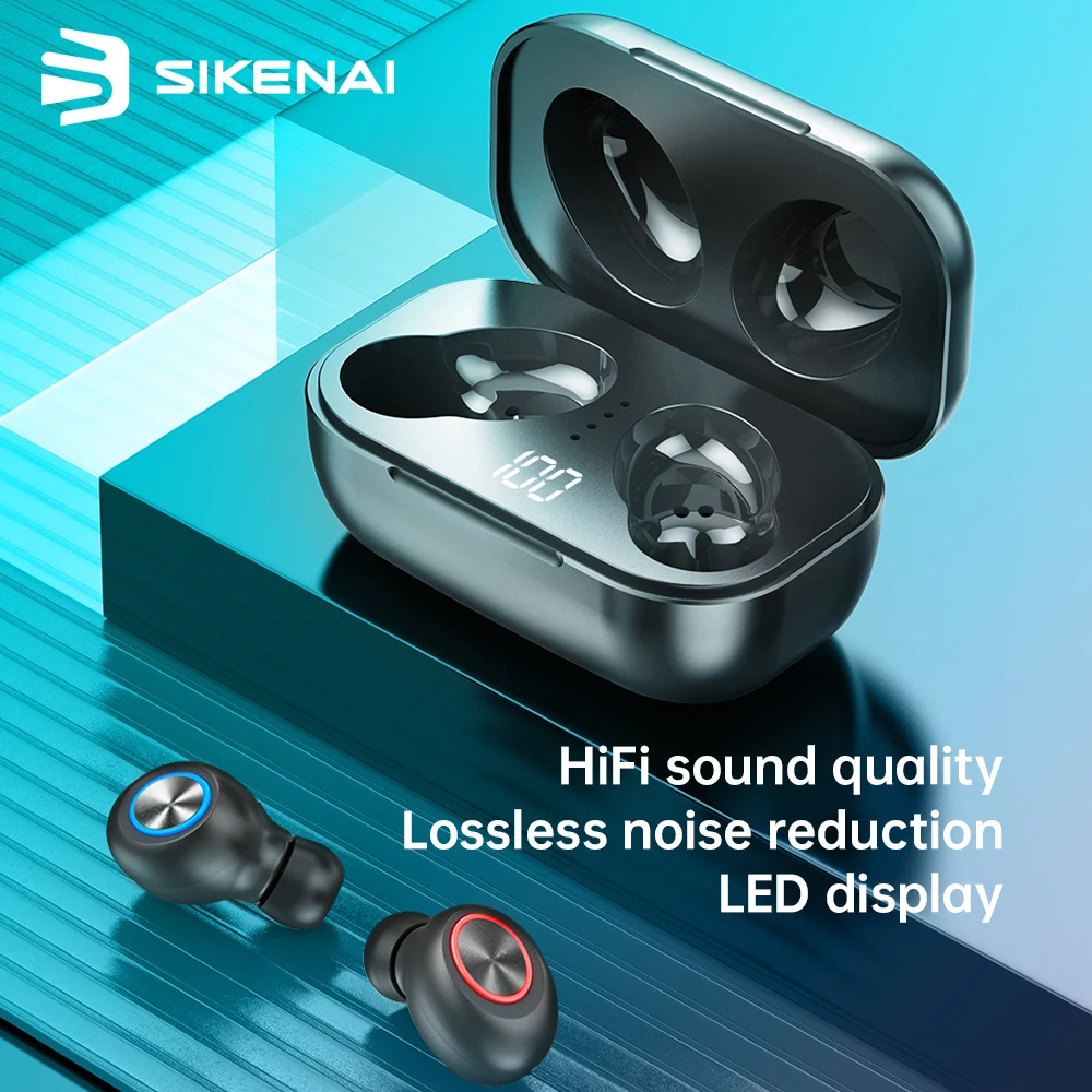 

Sikenai TWS Fingerprint Touch Mini Bluetooth Earphones HD Stereo Wireless Headphones Noise Cancelling Gaming Headset