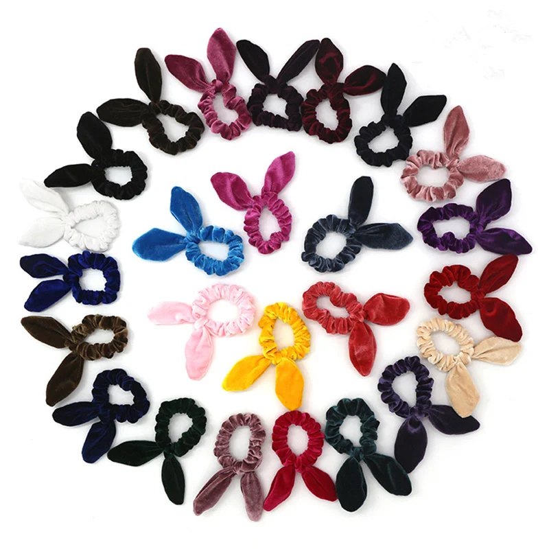 Модные милые бархатные резинки для волос с ушками кролика эластичные женская