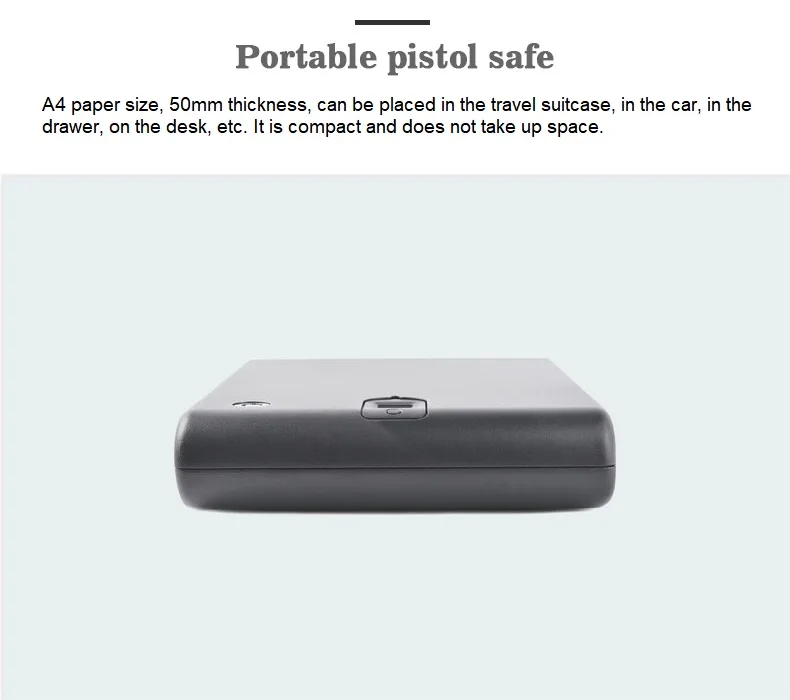 Biometric Fingerprint Safe Box Gun Pistol Valuables Jewelry Box Solid Steel Protable Security Biometric Fingerprint Box OS120A images - 6
