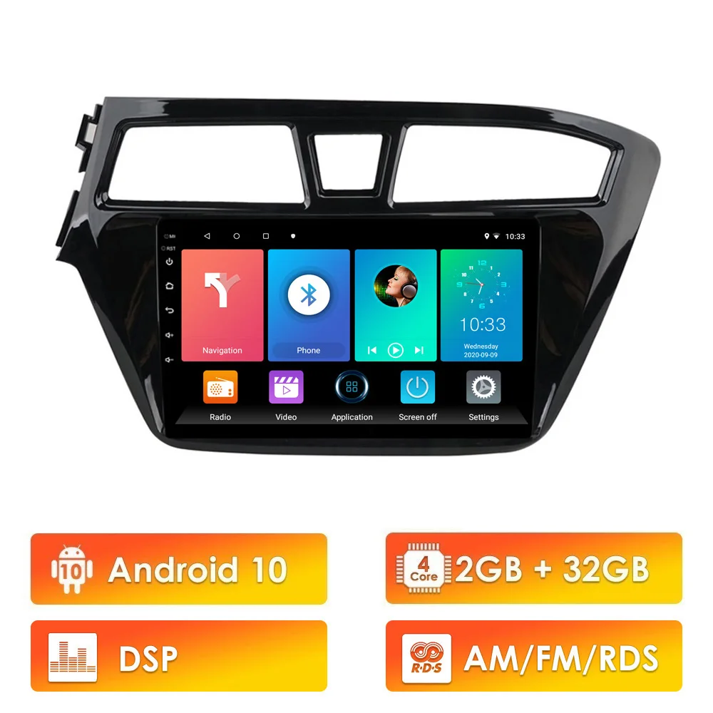 For Hyundai i20 2014-2017 2.5D 9 inch screen 2 Din Android 10 RDS DSP Car GPS Navigation Radio multimedia video Player | Автомобили и