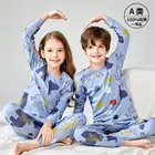 Пижама детская хлопковая с длинным рукавом и динозавром