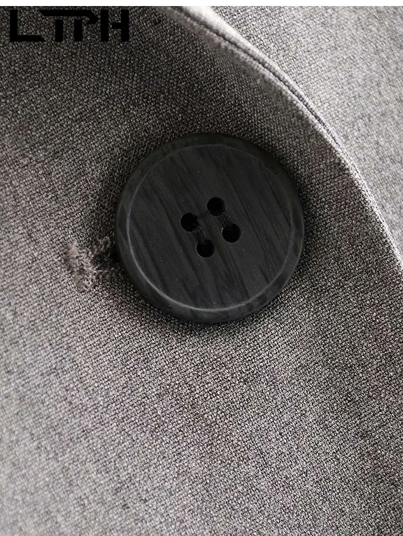 LTPH-Chaqueta corta de estilo inglés para mujer, abrigo de traje de manga larga informal, color gris, de alta calidad, a la moda, Primavera, 2021